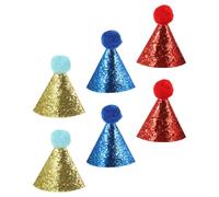 TOPBATHY 6 Pièces Chapeau Cône d'anniversaire pour Chien, Fête, | Tissu, Pompon et Sequins, Lot Coloré pour Chiot et Chaton, Décoration de Fête pour Plusieurs Animaux