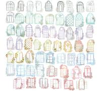 TOPBATHY 6 Sets Stickers Décoratifs Fenêtre Vintage, Stickers Floraux pour Scrapbooking, Journal Créatif, Planner, Album Photo, Cartes DIY, Collage Papier et Papeterie