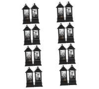 TOPBATHY 8 Ensembles Décoration De Lumières d'halloween Bougies LED Halloween Lumière Halloween Faire La Fête De Plein Air Ornement De Flamme Ornement De Lampe À Flamme Black 2 Pièces * 8
