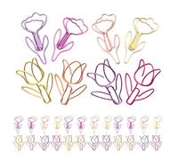 TOPBATHY 80 Trombones Tulipe Colorés de Fleur Mini Trombones Mignons en Métal pour Organiser Documents Agendas et Marque-Pages Décoratifs Fournitures de Bureau Polyvalentes