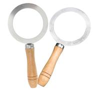 TOPBATHY Anneaux De Cuisson en Acier Inoxydable Alimentaire avec Manche en Bois, Lot De 2 Tailles 9,5 Cm Et 7,8 Cm, pour Pâtisserie Et Décoration De Boissons, Adaptés Aux Salons De Thé Et Cafés
