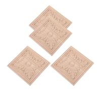 TOPBATHY Appliques Murales en Bois Sculpté 4 Pièces 10x10 Cm Incrustations Décoratives pour Meubles, Autocollants Décoratifs pour Armoires, Décor Intérieur Vintage et Restauration Mobilier
