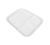 TOPBATHY Assiette Compartimentée Porcelaine Céramique Blanche Plateau Carré à Compartiments Déjeuner Steak et Repas Équilibrés à