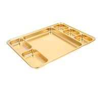 TOPBATHY Assiette Inox Compartimentée Cases Dorée Plaque Repas Déjeuner Camping et Restauration Plate Divisée Multifonction pour Snacks et Buffet