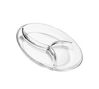 TOPBATHY Assiette Plate En Verre à Trois Grilles Plateaux En Aluminium Dîner Planches De Charcuterie Plateau De Collation Contenants De Collations Pour Restauration Verre Trempé Transparent