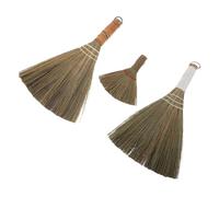 TOPBATHY Balai à Main en Paille de Miscanthus Tissé, Lot de 3 Set de Set, Balayette Polyvalente pour Nettoyage Intérieur et Extérieur