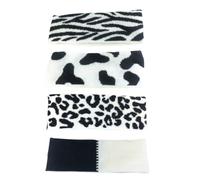 TOPBATHY Bandeau Cheveux Femme Noir Blanc Tricoté Motifs Vache et Zèbre Serre-tête Extensible Léger et Doux Bandeaux Sportifs pour Lavage Du Visage et Maquillage Cadeau Confortable