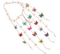 TOPBATHY Bandeau Noeud Blanc à Fleurs Marguerite Pompons Accessoire Cheveux Fleuri Léger pour Femmes et Filles Bandeau Bohème Fête Plage et Vacances