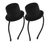 TOPBATHY Bandeau Petit Chapeau Melon Vintage Noir en Polyester 2pcs pour Coiffure Festive et Événements à Thème comme Tea Party ou Carnaval