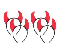 TOPBATHY Bandeaux à Cornes de Diable 4pcs en Tissu Rouge pour Halloween Finition Soignée, Accessoires pour Fête, Danse et Déguisement