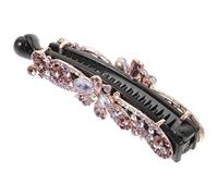 TOPBATHY Barrette Banane pour Femmes avec Strass Accessoire Élégant pour Cheveux Fins ou Moyens Pince Banane Fleurie Violette Clip Cheveux sans pour Mariage et Usage Quotidien