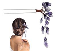 TOPBATHY Bâton à Cheveux Chinois en Métal et Émaux Pompon Épingle Longue pour Femme Accessoire Cheveux Hanfu Traditionnel pour Chignon et Coiffure Élégante