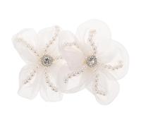 TOPBATHY Bijoux de Chaussures Blancs en Organza et Perles Imitation, Breloques Amovibles de Fleur à Cinq Pétales pour Chaussures de Mariage et Talons Hauts, pour Fêtes