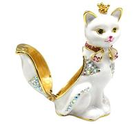 TOPBATHY BoîTe À Bijoux MéTallique Couronne Chat Organisateur Compact 7.5X3.8X4.5Cm Pour Bureau Chambre FêTe DéCoration Pratique