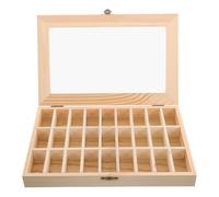 TOPBATHY Boîte de Collection en Bois Massif pour Spécimens de Roches et Cristaux Vitrine Éducative Couvercle Transparent Compartiments Séparés Coffret de Présentation pour Minéraux