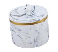 TOPBATHY Boîte de Cotons-tiges à Motif Marbré 200 ML Résine avec Couvercle Rangement Bureau et Salle de Bain Organisateur pour Cotons-tiges et Cure-Dents