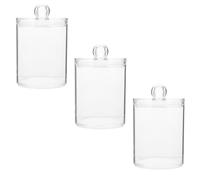 TOPBATHY Boîte de Rangement Grosse Capacité pour Coton Démaquillant à Trois Compartiments Couvercle pour Organiser Cosmétiques et Accessoires D’Ongles en Salle de Bain