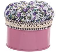 TOPBATHY Boîte de Rangement pour Épingles à Tête Sphérique Coussin à Aiguilles, Accessoire de Couture pour Atelier et Maison, Fond Blanc à Motifs Floraux, Usage Pratique et Stable