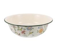 TOPBATHY Bol à mélanger en émail : bol rond épais de 36 cm pour la préparation de la pâte, bassin de lavage - Plat vintage en émail pour salade de fruits, pâtes, soupe, dîner
