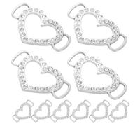 TOPBATHY Boucles en Métal de Cœur Strass et Perles 10 Pièces Boucles Décoratives pour Rubans Accessoires Couture pour Mariage et Loisirs Créatifs Couleur Argenté Taille Double Oreille