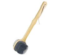 TOPBATHY Brosse Exfoliante Corporelle en Silicone à Manche Long pour Bain et Bain Unisexe Brosse Dorsale Double Face Noire et Grise pour Massage et Exfoliation Complète du Corps