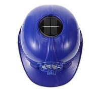 TOPBATHY Casque de Chantier Bleu Ventilateur Solaire Intégré pour Camping et Travaux Extérieurs, Protection Solaire et Sécurité en Plastique pour Ouvriers du Bâtiment