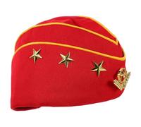 TOPBATHY Casquette de Marin Russe en Tissu Rouge Bordure Jaune et Motif Épi, Taille Unique, Chapeau de Bateau pour Fête, Cosplay et Spectacles de Danse, Accessoire de Costume Scène