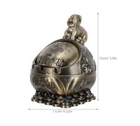 TOPBATHY Cendrier Coupe-Vent en Alliage de Zinc avec Couvercle Design Sphère Gravé 12 Signes Chinois Cendrier Lourd et Portable pour Intérieur et Terrasse Présent Original pour Fumeurs
