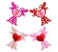 TOPBATHY Centres de Table en Papier Alvéolé Saint-valentin - Kit de 4 Décorations de Table Cupidon Doré Scintillant en Nid D’abeille - Ornements Festifs Réutilisables pour Décoration