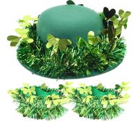 TOPBATHY Chapeau Saint-patrick Vert avec Deux Bracelets Trèfle Irlandais | Plastique Léger, Facile à Porter, pour Déguisement, Fêtes Scolaires, Pubs et Célébrations Irlandaises