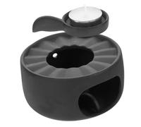 TOPBATHY Chauffe-théière Élégant en Céramique Support pour Bougie Noir Chauffe-Plat, Réchaud à Thé pour Cérémonie du Thé et Bureaux