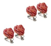 TOPBATHY Clip Rideau Fleur 4 Pièces Pince à Rideau Boucle De Rideau Moustiquaire De Fenêtre Roses en Métal Embrasse Fleur pour Rideaux