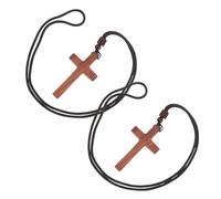 TOPBATHY Collier Pendentif Croix Chrétienne en Bois de Santal Sanglé Lot de 2 Pièces Unisexes Bijou de Prière Hypoallergénique Chaîne pour Homme et Femme Accessoire Religieux pour