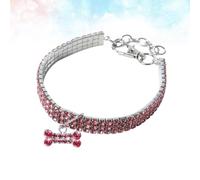 TOPBATHY Collier pour Chien avec Pendentif Os en Pierre Brillante, Élastique et Confortable pour Animaux, pour Soirée, Design Créatif et Brillant Couleur Rose
