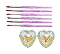 TOPBATHY Coupe En Verre Cristal Pour Nail Art 2 Pièces 6 Pinceaux De Peinture à Ongles En Acrylique Motif Vague Polyvalent Femmes Filles Pour Manucure Salon Maison Fête