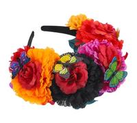 TOPBATHY Couronne de Fleurs Mexicaine Jour des Morts, Serrage-Tête Fleuri Artificiel, Accessoires Cosplay pour Femmes, Taille Unique, Soirée Costumée et Bal Masqué