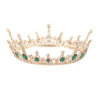 TOPBATHY Couronne de Mariée Baroque Ronde en Cristal Vert et Cuivre Antique Accessoire Cheveux Chic pour Cérémonie Décoration Mariage Élégante Bijou Coiffure Femme Délicate