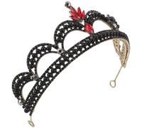 TOPBATHY Couronne de Mariée Baroque Vintage en Métal Doré Antique Diadème Orné de Strass Rouges Accessoire Élégant pour Mariage Anniversaire et Bal de Promo Serrage-Tête Royal pour