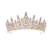 TOPBATHY Couronne de Mariée en Cristal Violet Doré Accessoire de Tête Orné de Strass Diadème Princesse pour Mariage Anniversaire et Fête Bandeau Léger et Polyvalent