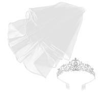 TOPBATHY Couronne de Mariée Strass avec Voile Diadème Éclatant pour Femmes Accessoire Anniversaire et Mariage Parure Tête Glamour pour Robe de Soirée