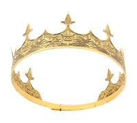TOPBATHY Couronne Royale Vintage Homme Légère Métal Doré pour Anniversaire Mariage et Fête Costumée Diadème Médiéval Original pour Roi et Prince