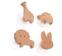 TOPBATHY Crochets Muraux Bois Animaux Lot de Patères Décoratives Éléphant Lion Girafe Lapin Sans Clou Pour Salle de Bain Chambre et Entrée Support Manteaux Serviettes et Sacs