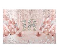 TOPBATHY Décoration de Fête 18 Ans Toile de Fond Rose Gold Ballons Scintillants Bannière Joyeux Anniversaire pour Photo et Scène Accessoire pour Anniversaire Intérieur et Extérieur