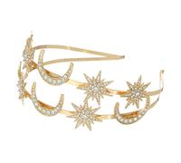 TOPBATHY Double Layer Crown Headband With Star And Moon Design Metal Goddess Hair Accessory For Wedding Party And Formal Occasions