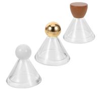 TOPBATHY Ensemble de 3 Flacons Vaporisateurs de Parfum Rechargeables 50 Ml en Verre Épais Bouchons Interchangeables en Bois Plastique et Métal Mini Flacon de Voyage Anti-Fuite