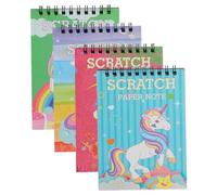 TOPBATHY Ensemble de 4 Livres de Dessin à Gratter pour Garçon et Filles Carnet de Papier à Gratter Coloré Feuilles Rouge Bleu Vert et Multicolore Activités Créatives DIY pour