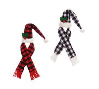 TOPBATHY Ensemble de Chapeaux de Père Noël Écharpe Chapeau Bouteille de Vin de Noël Petit Ensemble pour Décorations de