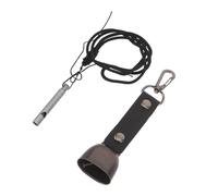 TOPBATHY Ensemble Sifflet de Survie en Métal et Clochette Anti-Ours Noire avec Cordon Gris, Équipement de Camping pour Randonnée, Sécurité en Plein Air et Alarme d'urgence Robuste