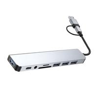 TOPBATHY Extension de Hub USB Multiport pour Ordinateur Portable Transfert de Données Rapide et Alliage D'aluminium Argenté, Adaptateur USB Type C Polyvalent pour Usage Quotidien