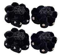 TOPBATHY Filets à Cheveux Pour Chignons 4 Pcs Noirs En Velours Strass, Couvre-chignon Petite Taille, Accessoires Femmes Danseuses Infirmières, Usage Quotidien Et Cérémonie